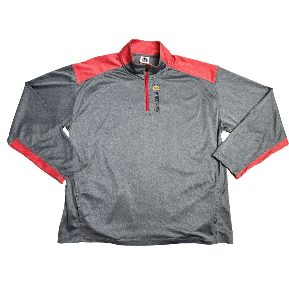 Chicago Blackhawks 1/4 Zip Pullover NHL Mens 2XL Gray Red Hockey Golf‎